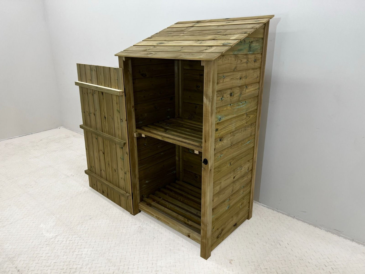 Wooden Premium Tongue/Groove Log Store with Door and Shelf (W-99cm, H-126cm or H-180cm, D-88cm)