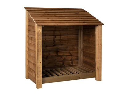 Wooden Log Store W-119cm, H-126cm or 180cm, D-88cm - Brown Finish