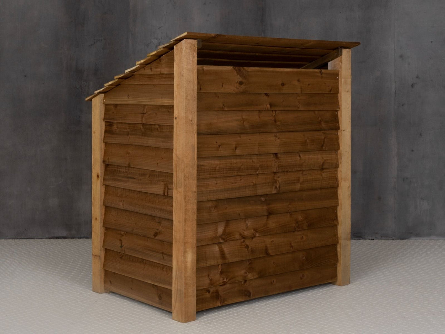 Wooden Log Store with Shelf W-119cm, H-126cm or 180cm, D-88cm - Brown Finish