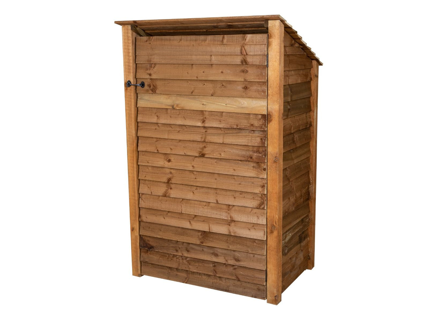 Wooden Log Store (Roof Sloping Back) with Door and Shelf W-119cm, H-126cm or 180cm, D-88cm - Brown Finish