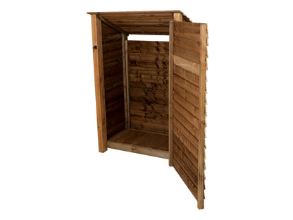 Wooden Garden Tool Storage (Roof Sloping Back) W-119cm, H-126cm or 180cm, D-88cm - Brown Finish