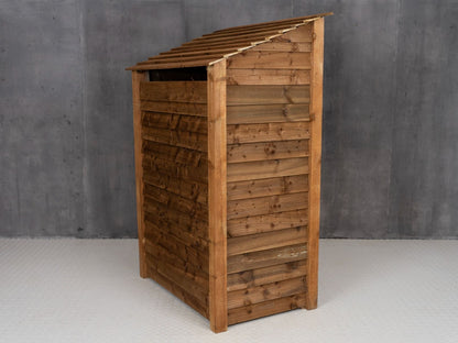 Wooden Garden Tool Storage with Shelf (Roof Sloping Back) W-119cm, H-126cm or 180cm, D-88cm - Brown Finish