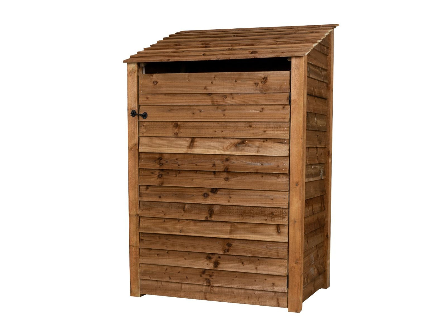 Wooden Log Store with Door and Shelf W-119cm, H-126cm or 180cm, D-88cm - Brown Finish