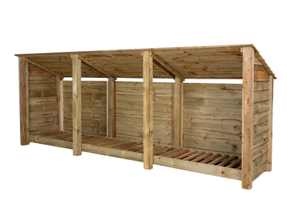 Wooden Log Store (Roof Sloping Back) W-335cm, H-126cm or 180cm, D-88cm