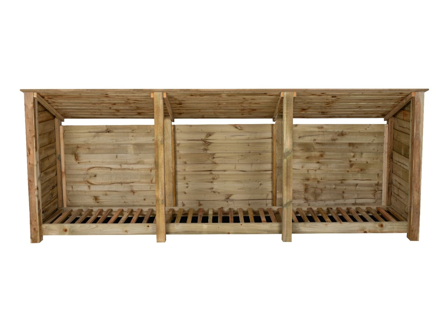 Wooden Log Store (Roof Sloping Back) W-335cm, H-126cm or 180cm, D-88cm