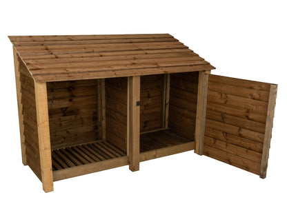 Wooden Garden Tool Storage W-187cm, H-126cm or 180cm, D-88cm - Brown Finish