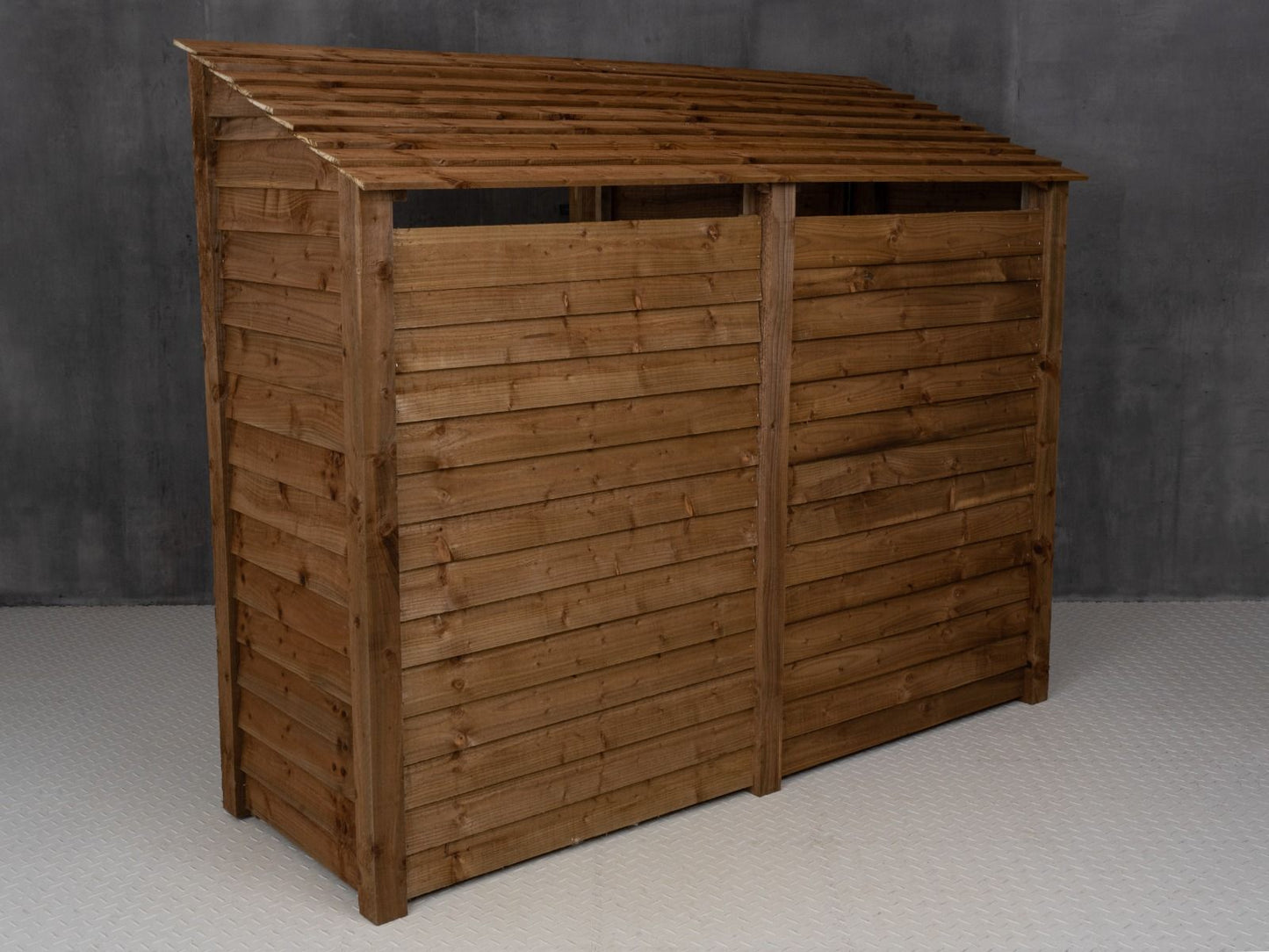 Wooden Log Store (Roof Sloping Back) W-227cm, H-126cm or 180cm, D-88cm - Brown Finish