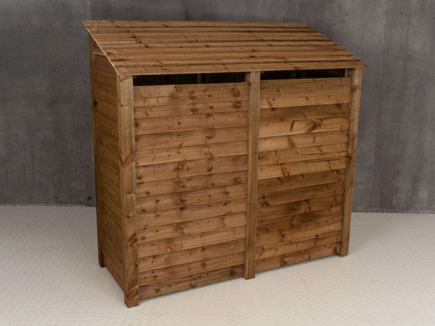 Wooden Log Store (Roof Sloping Back) W-187cm, H-126cm or 180cm, D-88cm - Brown Finish