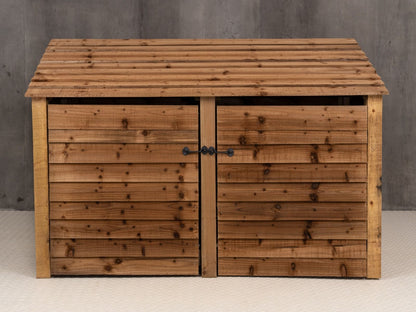 Wooden Log Store with Doors W-187cm, H-126cm or 180cm, D-88cm - Brown Finish