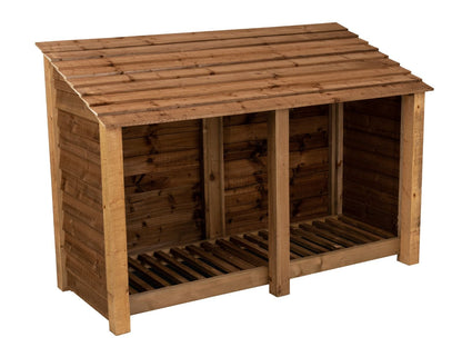 Wooden Log Store W-187cm, H-126cm or 180cm, D-88cm - Brown Finish