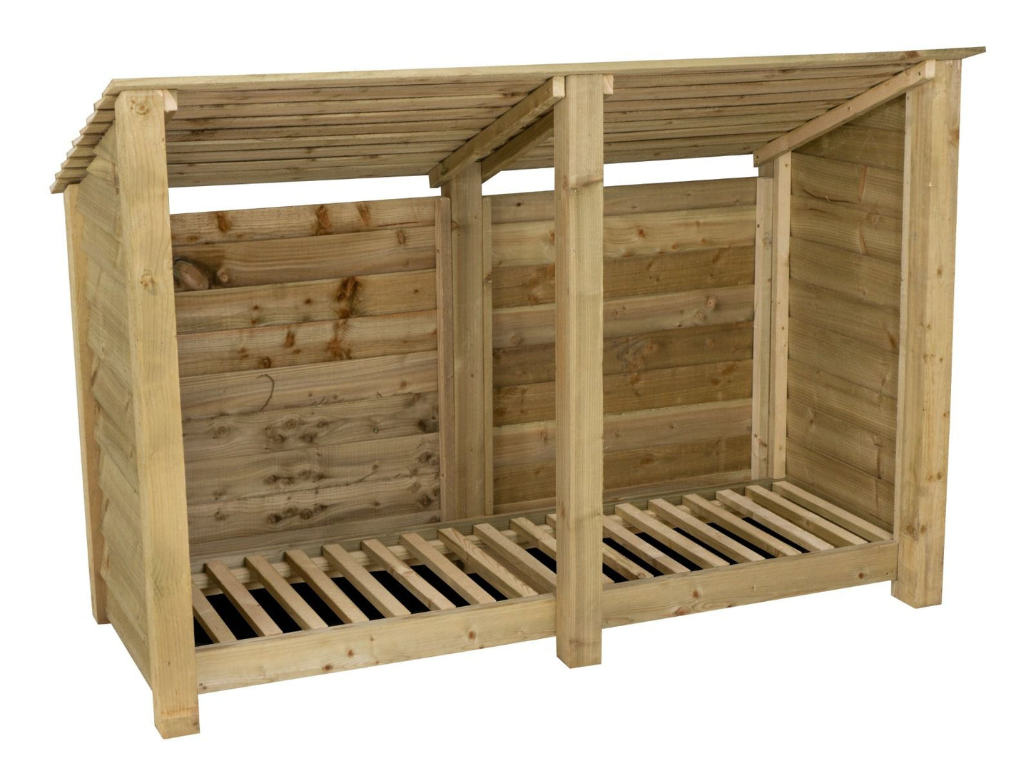 Wooden Log Store (Roof Sloping Back) W-187cm, H-126cm or 180cm, D-88cm