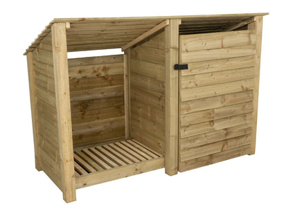 Wooden Garden Tool Storage (Roof Sloping Back) W-187cm, H-126cm or 180cm, D-88cm