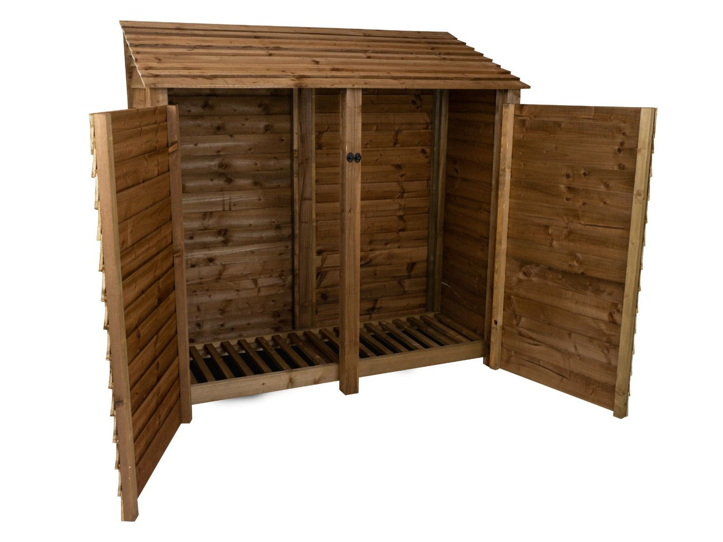 Wooden Log Store with Doors W-187cm, H-126cm or 180cm, D-88cm - Brown Finish