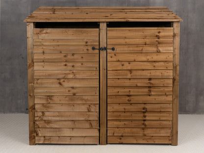 Wooden Log Store with Doors and Shelf W-187cm, H-126cm or 180cm, D-88cm - Brown Finish