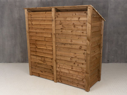 Wooden Log Store with Doors and Shelf W-187cm, H-126cm or 180cm, D-88cm - Brown Finish