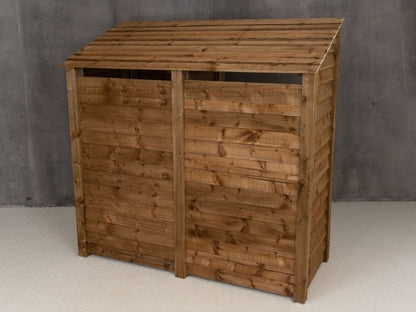 Wooden Garden Tool Storage (Roof Sloping Back) W-187cm, H-126cm or 180cm, D-88cm - Brown Finish