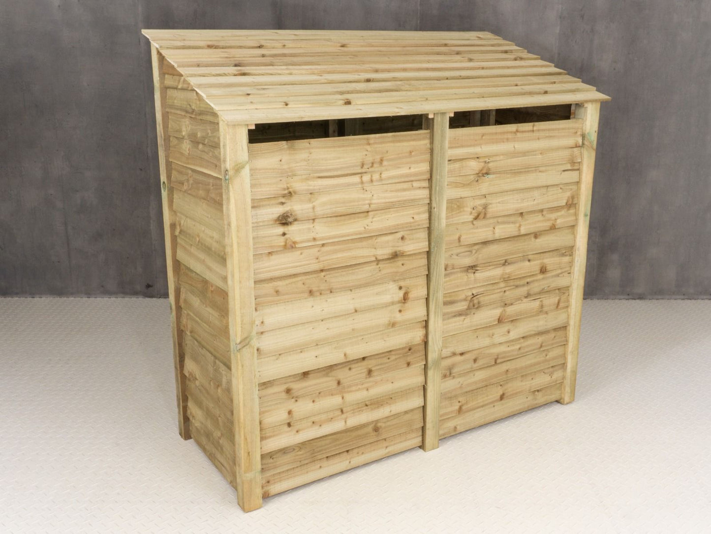 Wooden Log Store (Roof Sloping Back) with Shelf W-187cm, H-126cm or 180cm, D-88cm