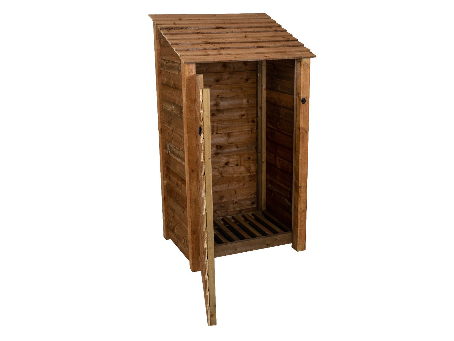 Wooden Log Store with Door W-99cm, H-126cm Or 180cm, D-88cm - Brown Finish