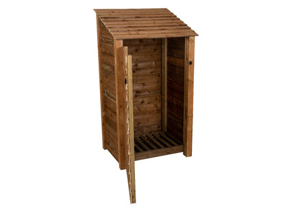 Wooden Log Store with Door W-99cm, H-126cm Or 180cm, D-88cm - Brown Finish