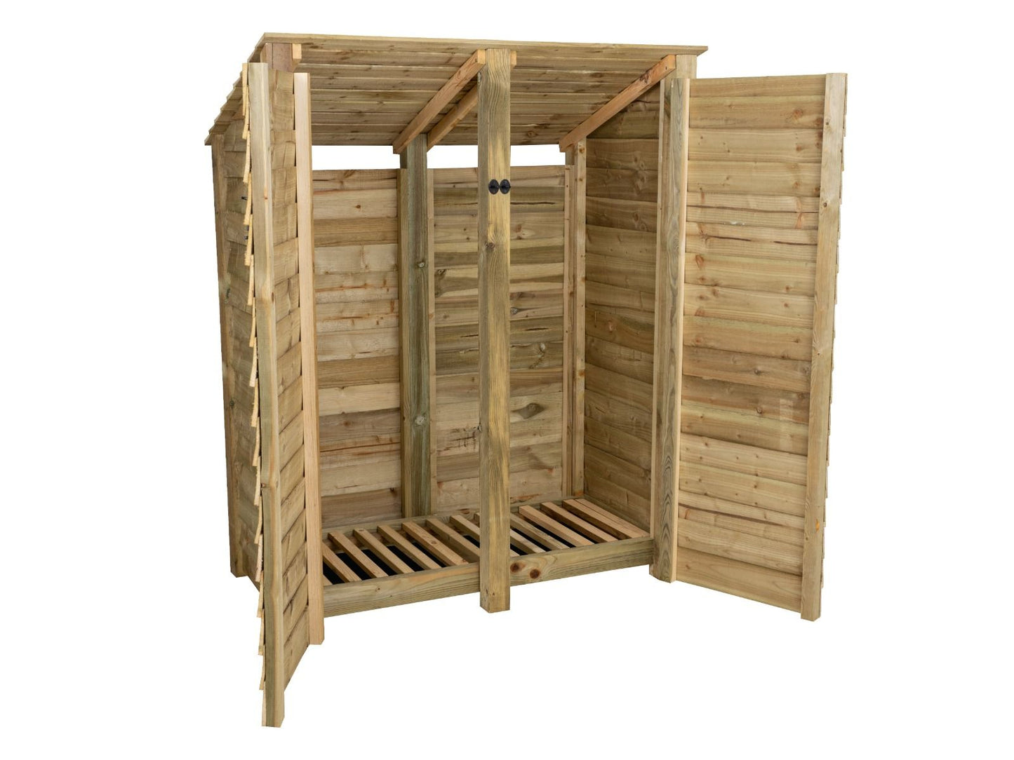 Wooden Log Store (Roof Sloping Back) with Door W-146cm, H-126cm or 180cm, D-88cm