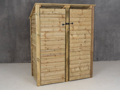 Wooden Log Store (Roof Sloping Back) with Door W-146cm, H-126cm or 180cm, D-88cm