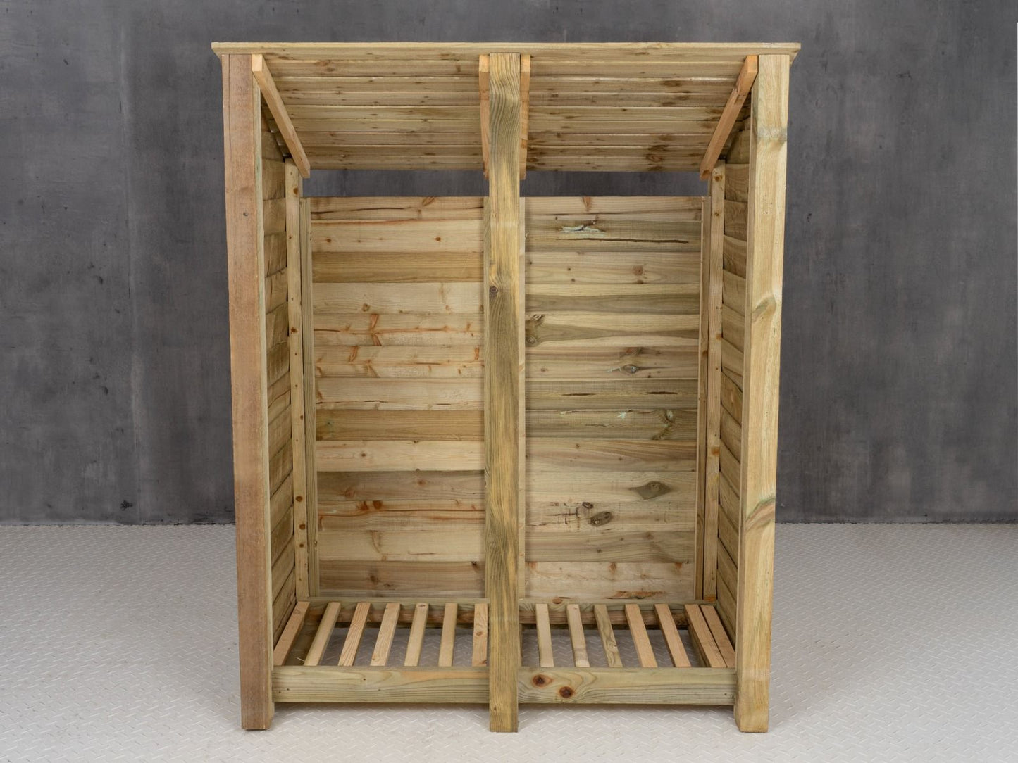 Wooden Log Store (Roof Sloping Back) W-146cm, H-126cm or 180cm, D-88cm