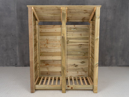 Wooden Log Store (Roof Sloping Back) W-146cm, H-126cm or 180cm, D-88cm