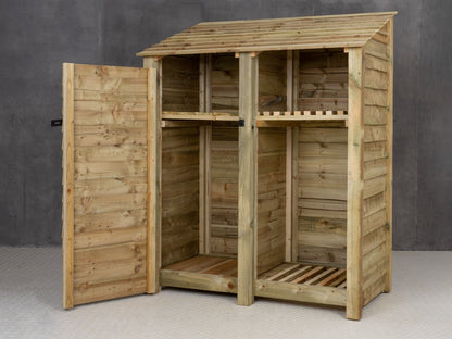 Wooden Garden Tool Storage with Shelf W-146cm, H-126cm or 180cm, D-88cm