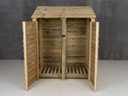 Wooden Log Store with Door W-146cm, H-126cm or 180cm, D-88cm