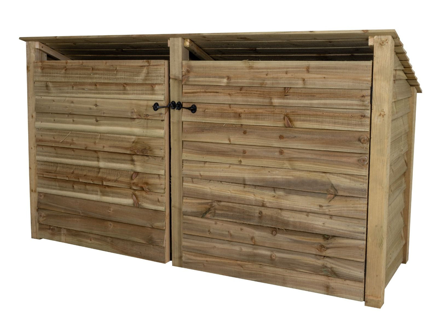 Wooden Log Store (Roof Sloping Back) with Doors W-227cm, H-126cm or 180cm, D-88cm