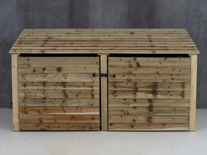 Wooden Log Store with Doors and Shelf W-227cm, H-126cm or 180cm, D-88cm