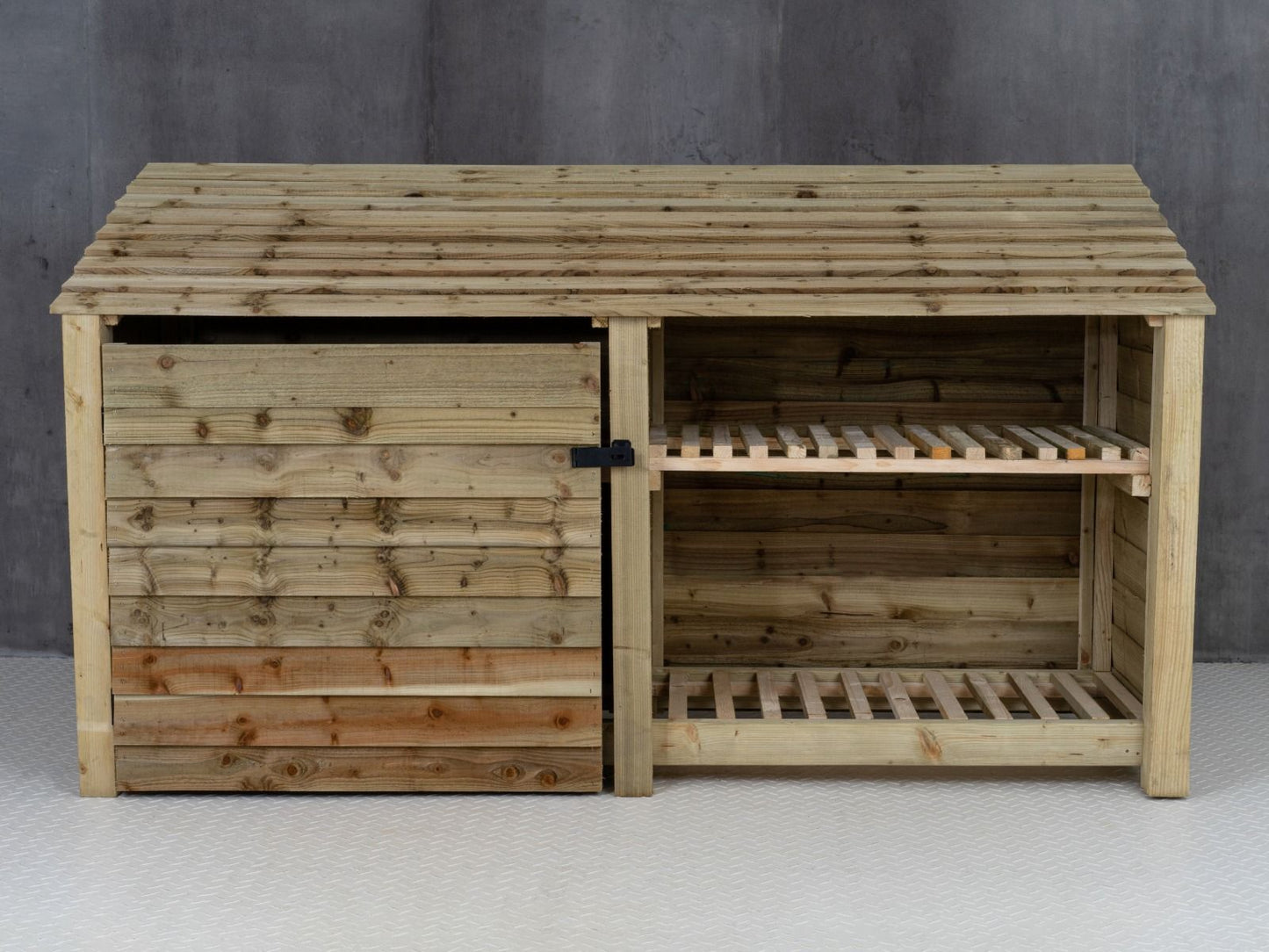Wooden Garden Tool Storage with Shelf W-227cm, H-126cm or 180cm, D-88cm