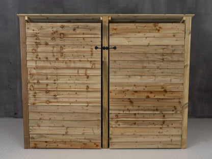 Wooden Log Store (Roof Sloping Back) with Doors W-227cm, H-126cm or 180cm, D-88cm