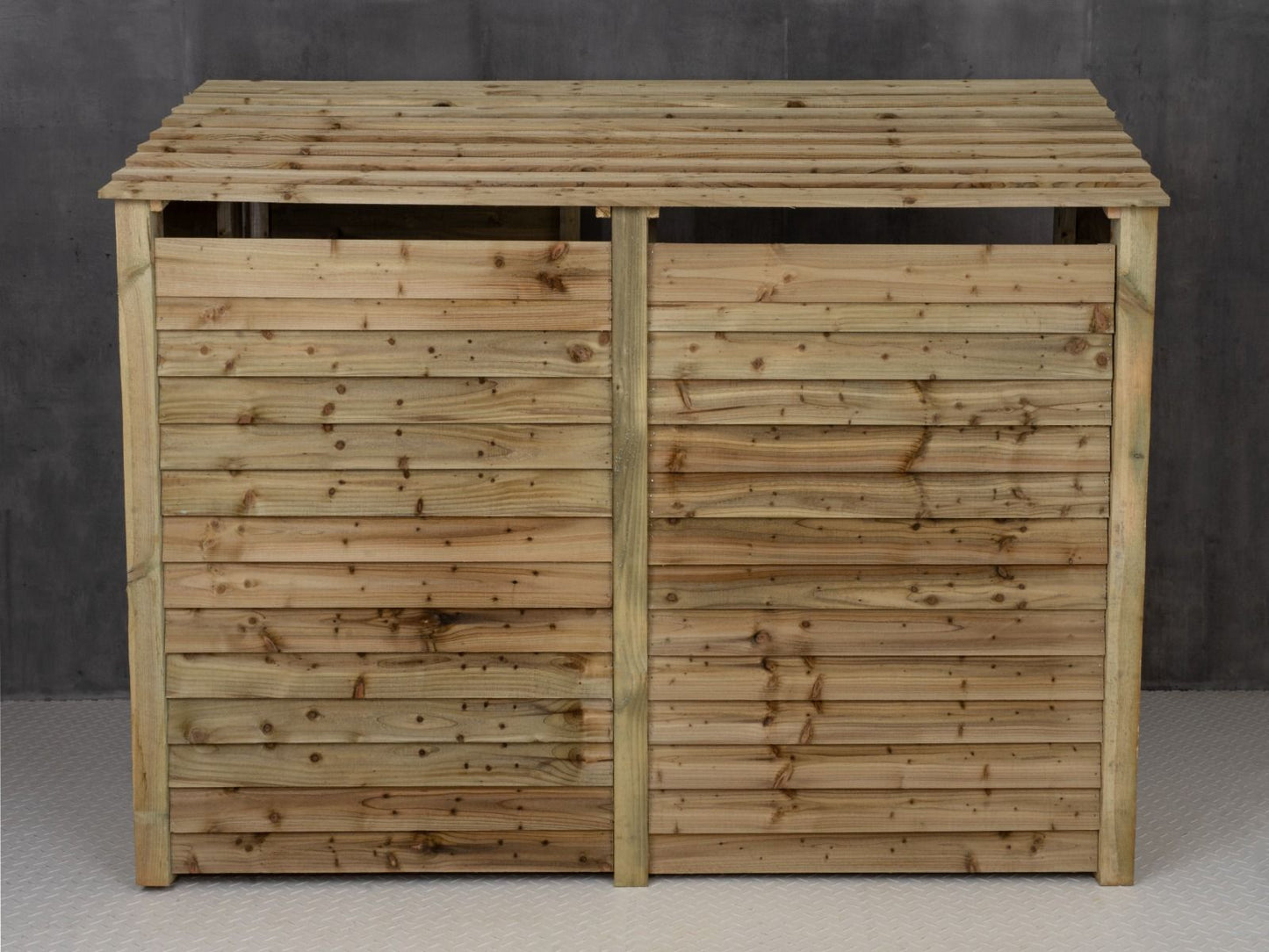 Wooden Garden Tool Storage (Roof Sloping Back) with Shelf W-227cm, H-126cm or 180cm, D-88cm