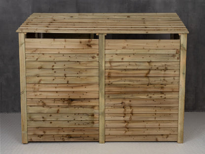 Wooden Garden Tool Storage (Roof Sloping Back) with Shelf W-227cm, H-126cm or 180cm, D-88cm