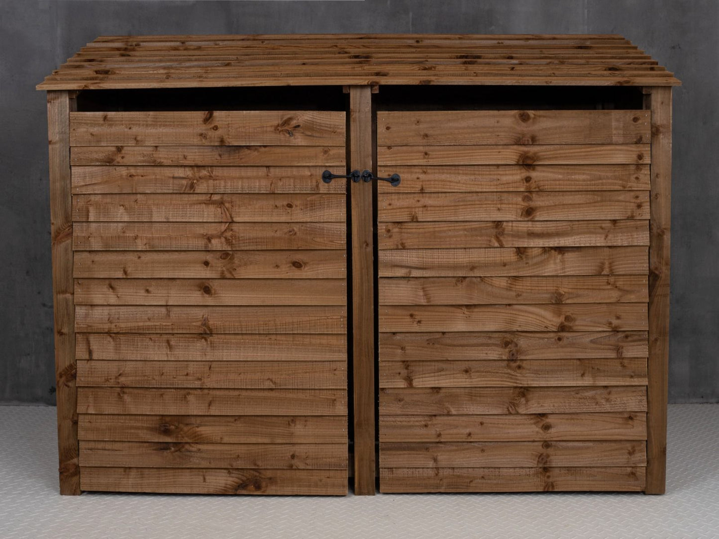 Wooden Log Store with Doors W-227cm, H-126cm or 180cm, D-88cm - Brown Finish