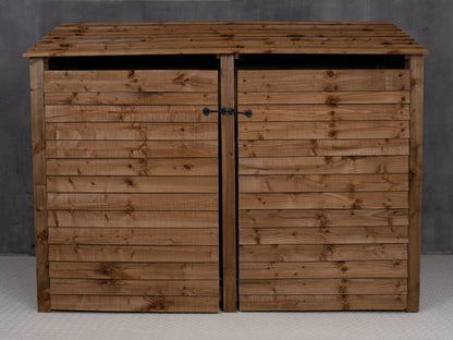 Wooden Log Store with Doors W-227cm, H-126cm or 180cm, D-88cm - Brown Finish