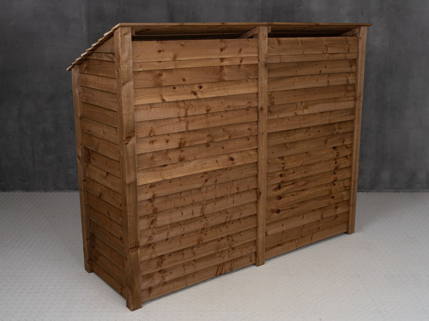 Wooden Log Store with Doors W-227cm, H-126cm or 180cm, D-88cm - Brown Finish