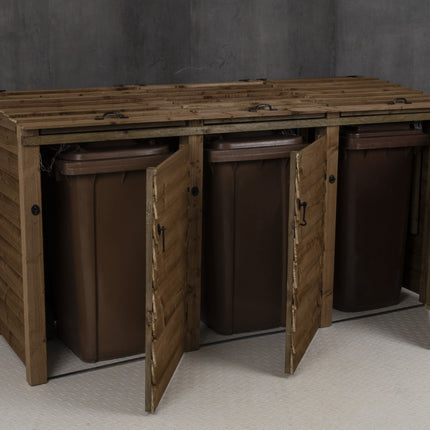 Wooden Wheelie Bin Store, Brown Finish