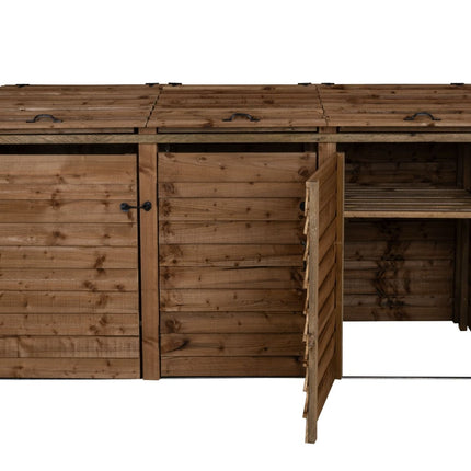 Wooden Wheelie Bin Store, Brown Finish