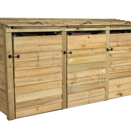 Wooden Wheelie Bin Store, Natural Finish