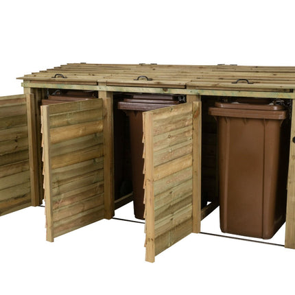 Wooden Wheelie Bin Store, Natural Finish