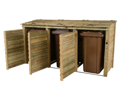 Wooden Wheelie Bin Store, Natural Finish