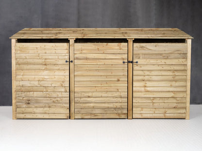 Wooden Log Store with Doors and Shelf W-335cm, H-126cm or 180cm, D-88cm