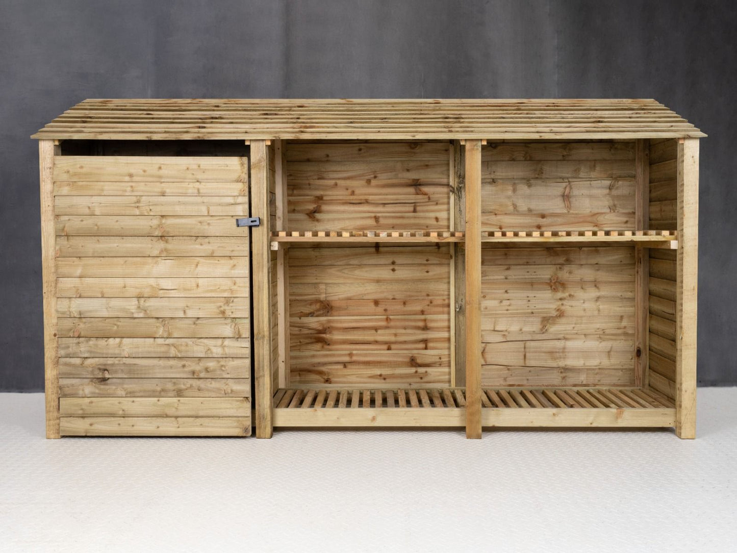 Wooden Garden Tool Storage with Shelf W-335cm, H-126cm or 180cm, D-88cm