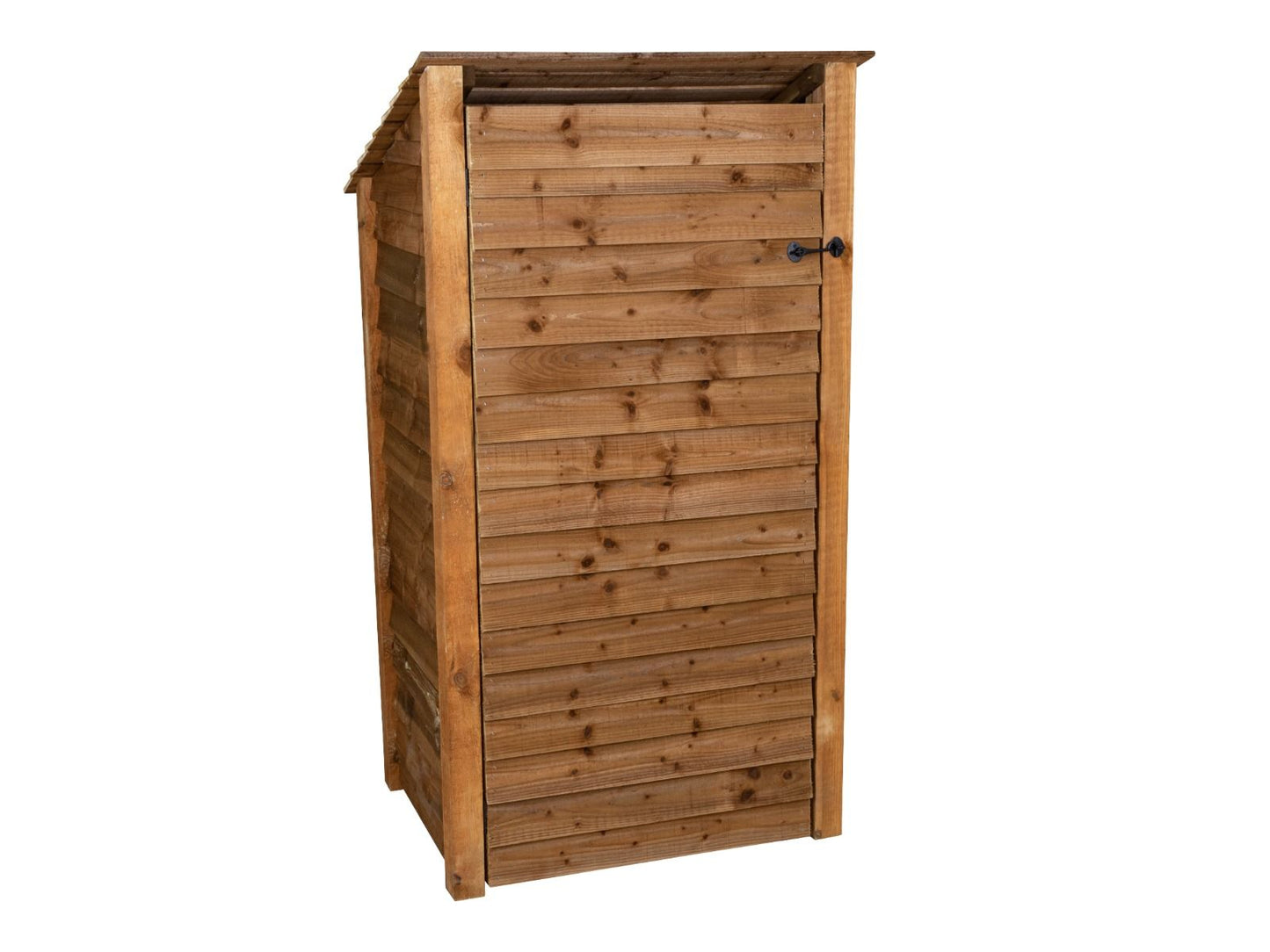 Wooden Log Store with Door (Roof Sloping Back) W-99cm, H-126cm Or 180cm, D-88cm - Brown Finish
