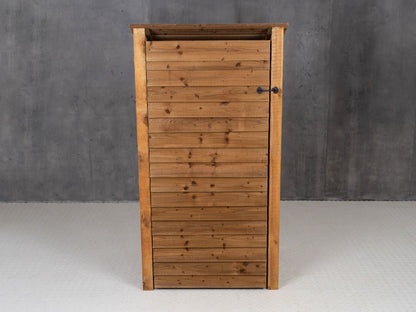 Wooden Log Store with Door and Shelf (Roof Sloping Back) W-99cm, H-126cm Or 180cm, D-88cm - Brown Finish