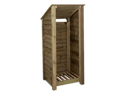 Wooden Log Store (Roof Sloping Back) W-79cm, H-126cm or 180cm, D-88cm