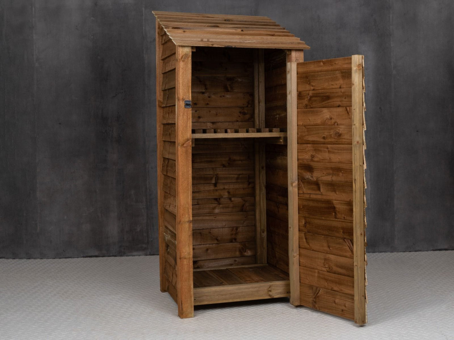 Wooden Garden Tool Storage with Shelf W-79cm, H-126cm or 180cm, D-88cm - Brown Finish
