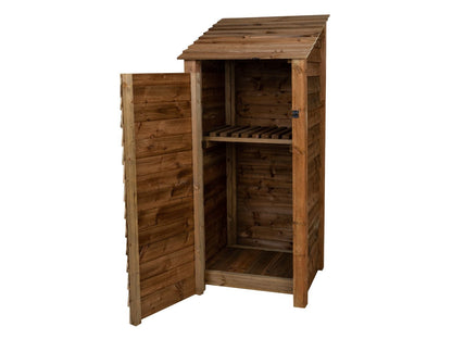 Wooden Garden Tool Storage with Shelf W-79cm, H-126cm or 180cm, D-88cm - Brown Finish